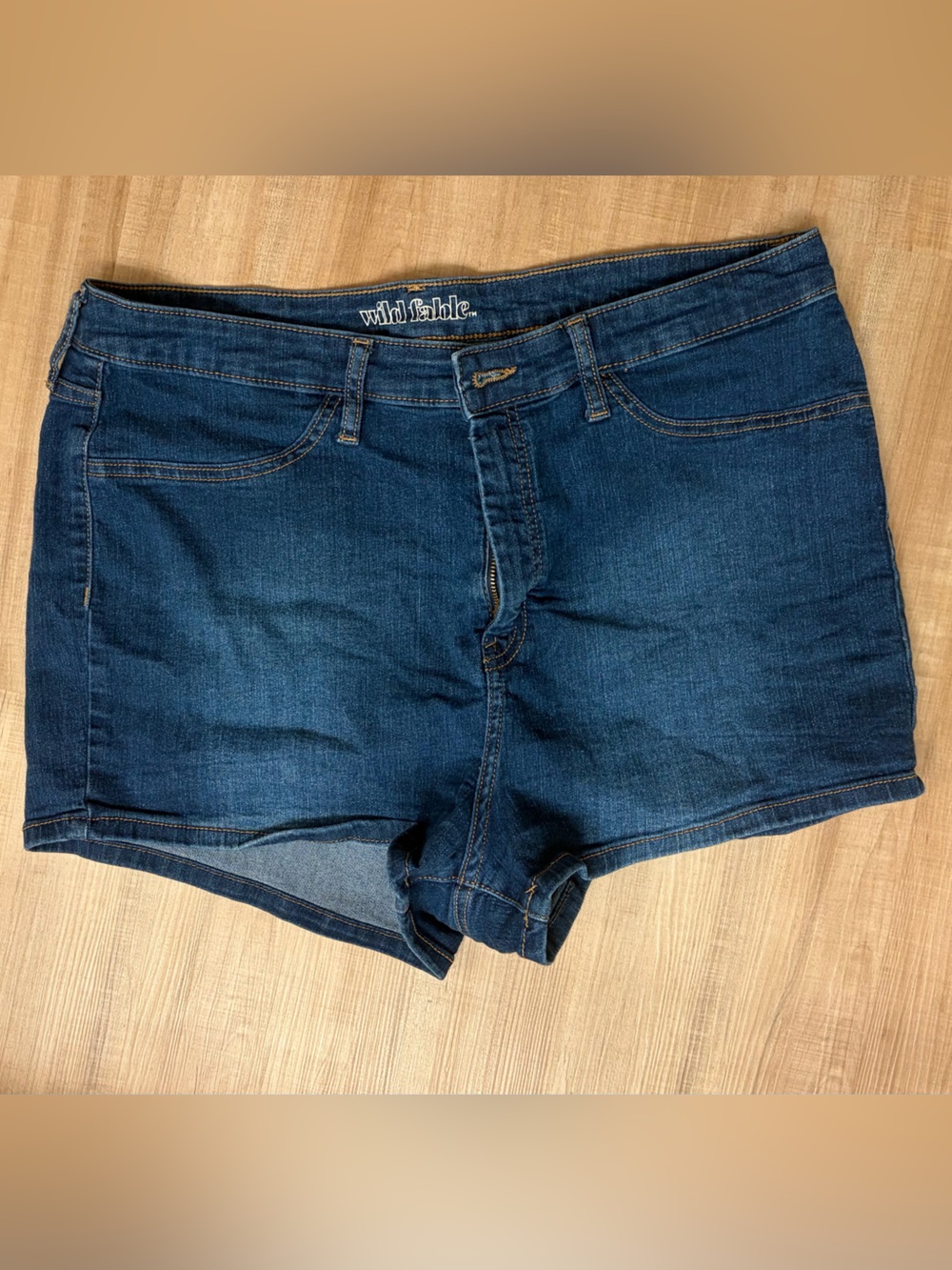 wild fable Light Blue Denim Shorts with Contrast Stitching
